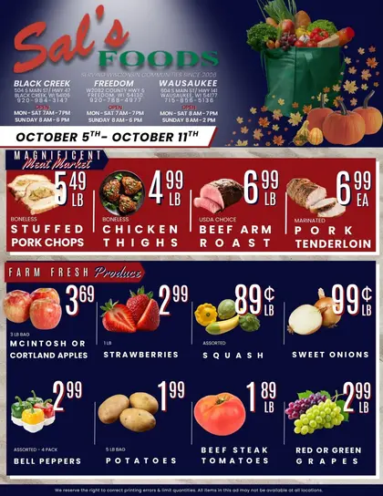 Sal's Food Center Indexed Weekly