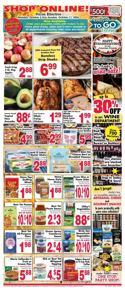 Andy's IGA Foodliner Indexed Weekly
