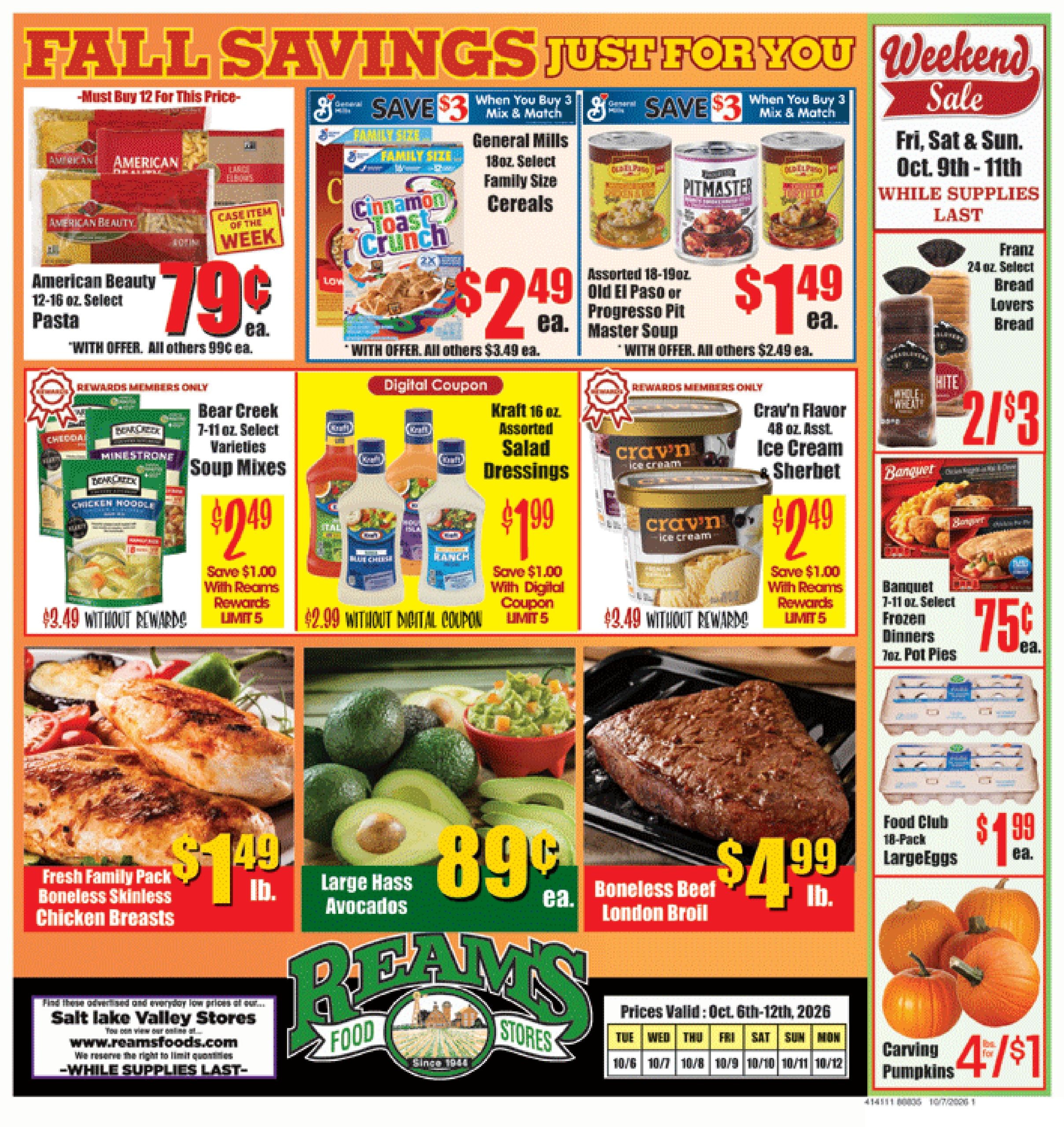 Reams Food Stores weekly ad page 1