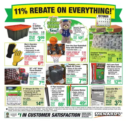 Menards 11% Rebate* Sale