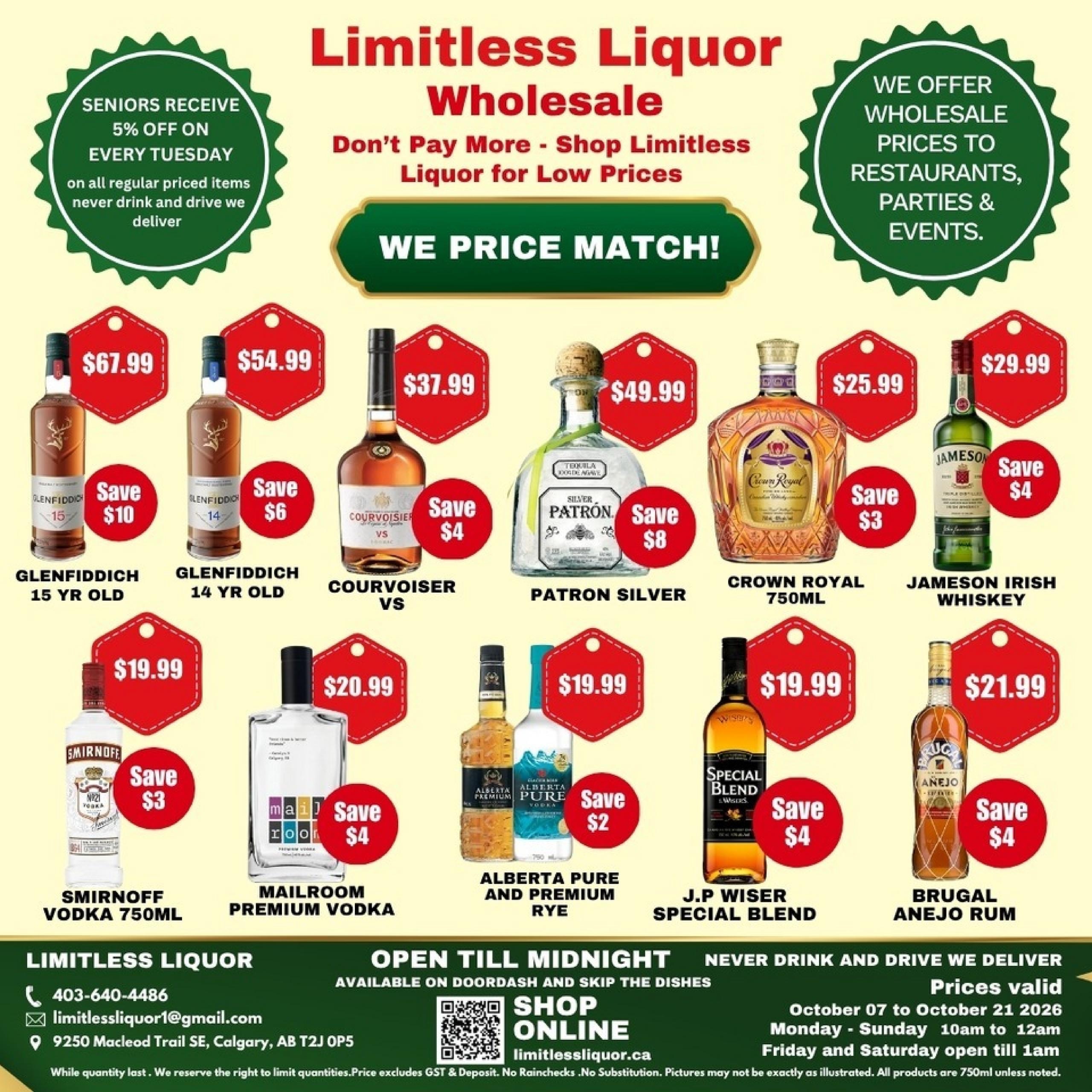 Limitless Liquor flyer page 1