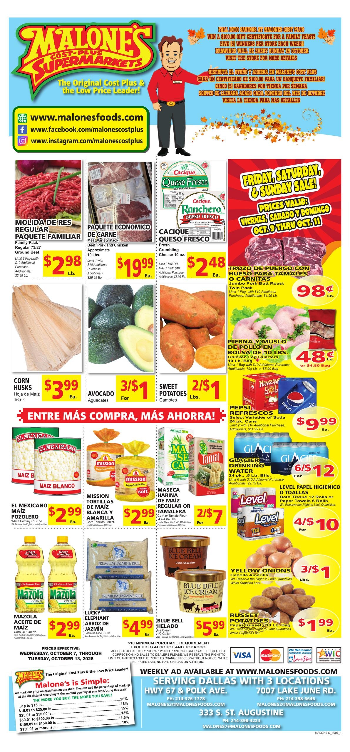 Malone's Cost Plus weekly ad page 1