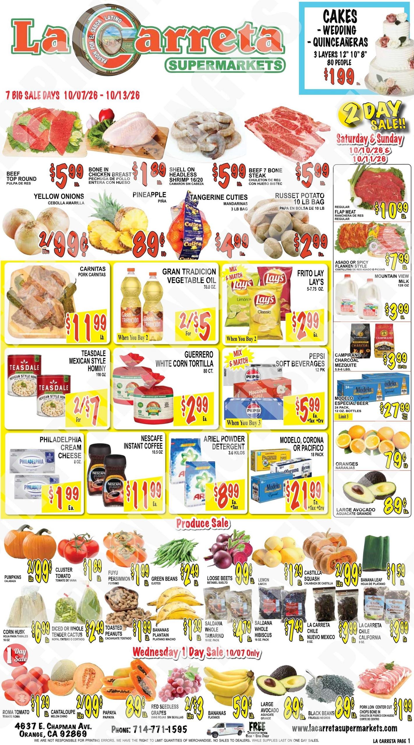 La Carreta Supermarkets weekly ad page 1