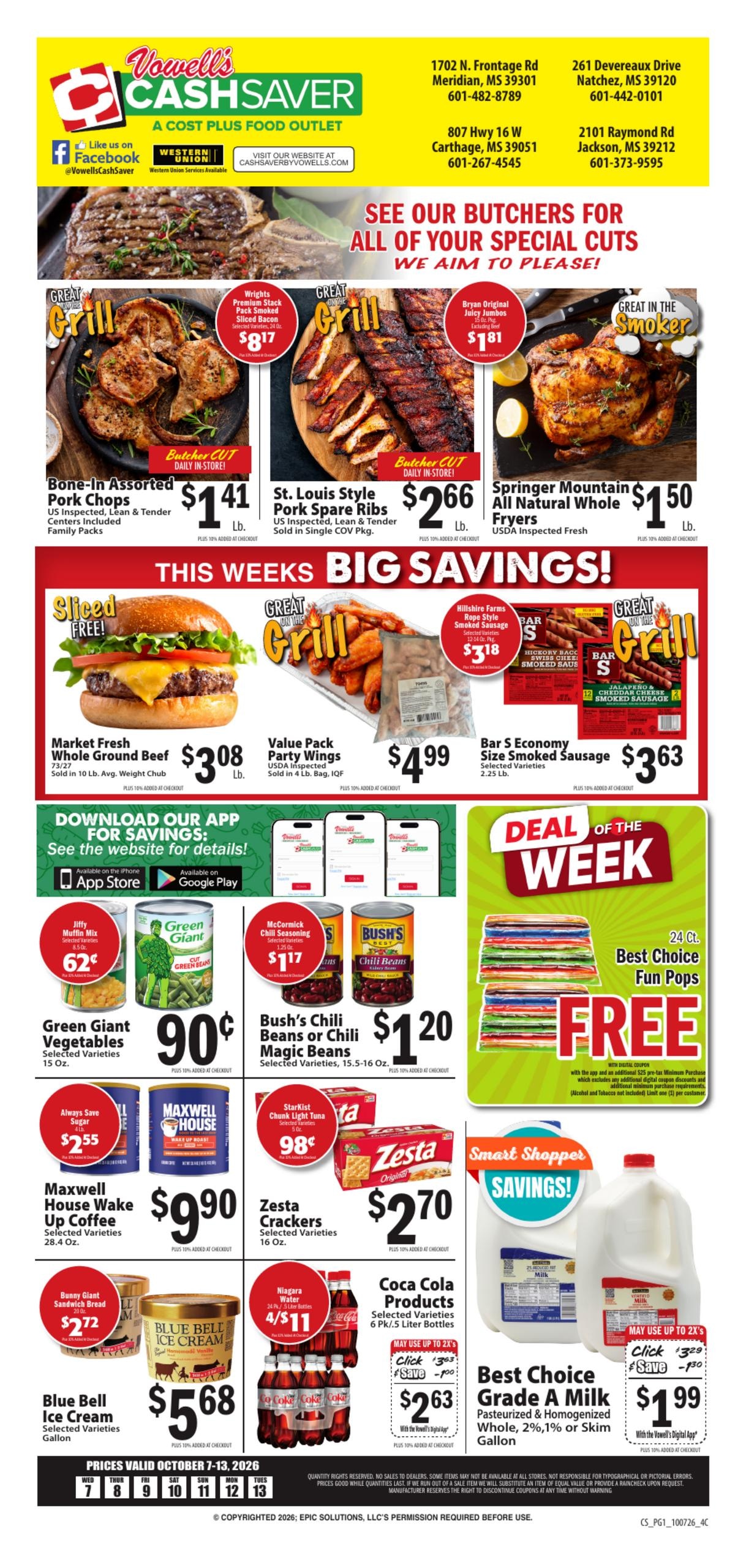Vowell's CashSaver weekly ad page 1