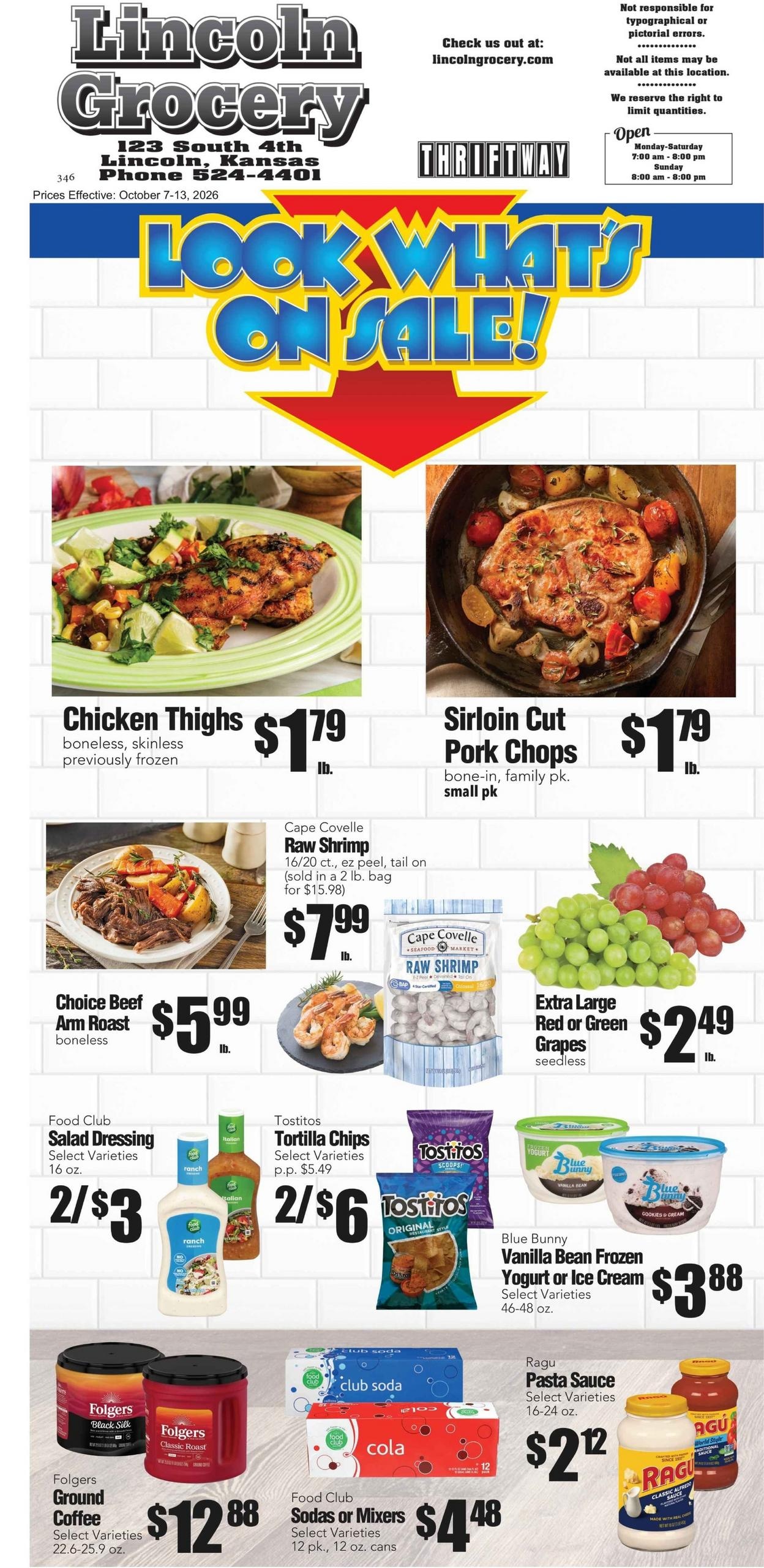 Lincoln Grocery weekly ad page 1