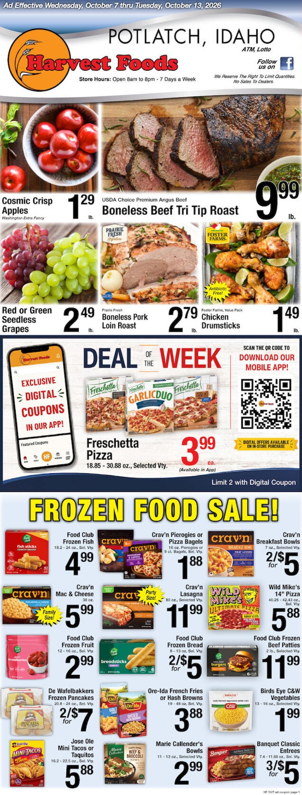 Harvest Foods weekly ad page 1