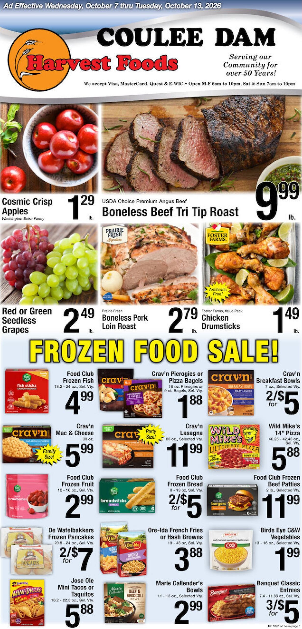 Harvest Foods weekly ad page 1