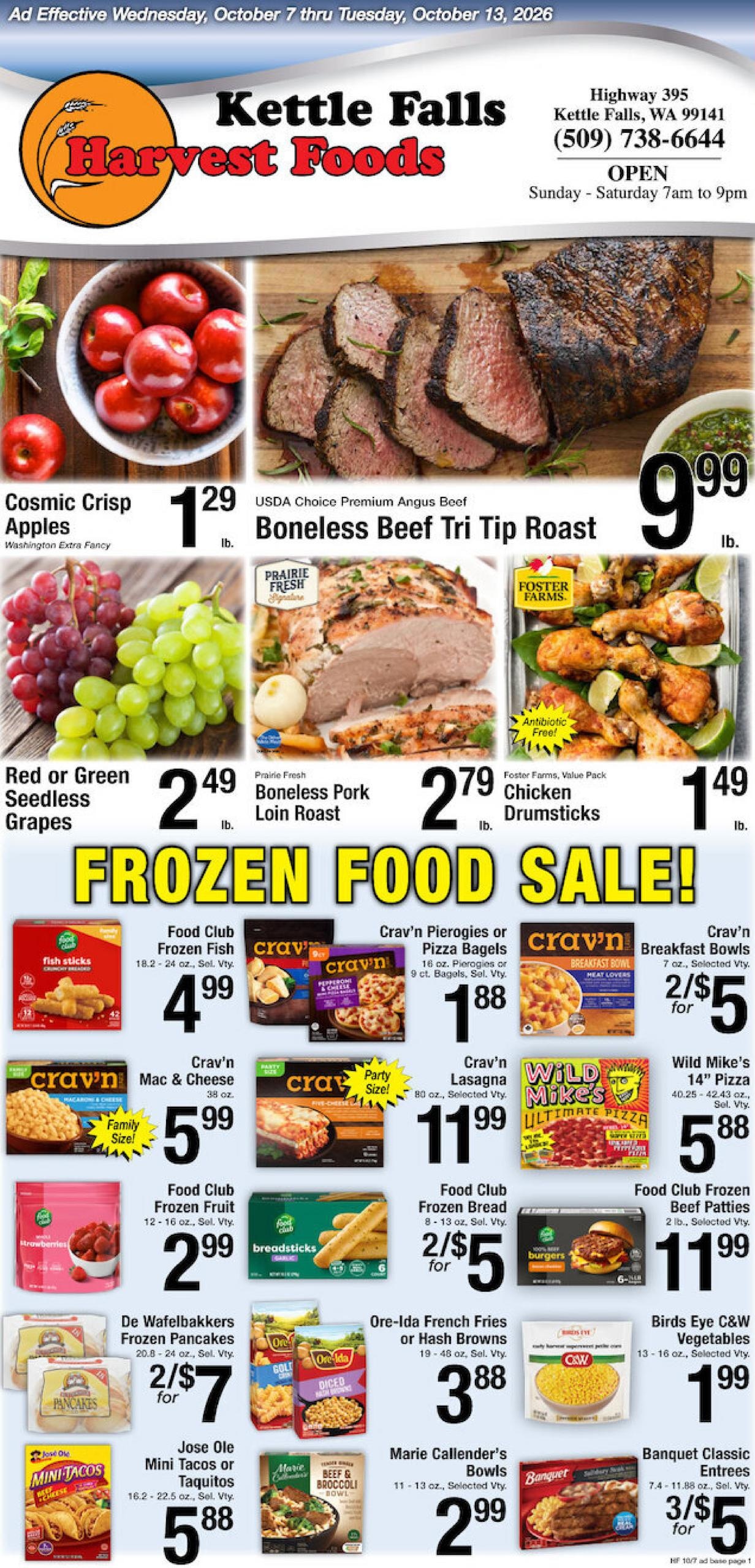 Harvest Foods weekly ad page 1