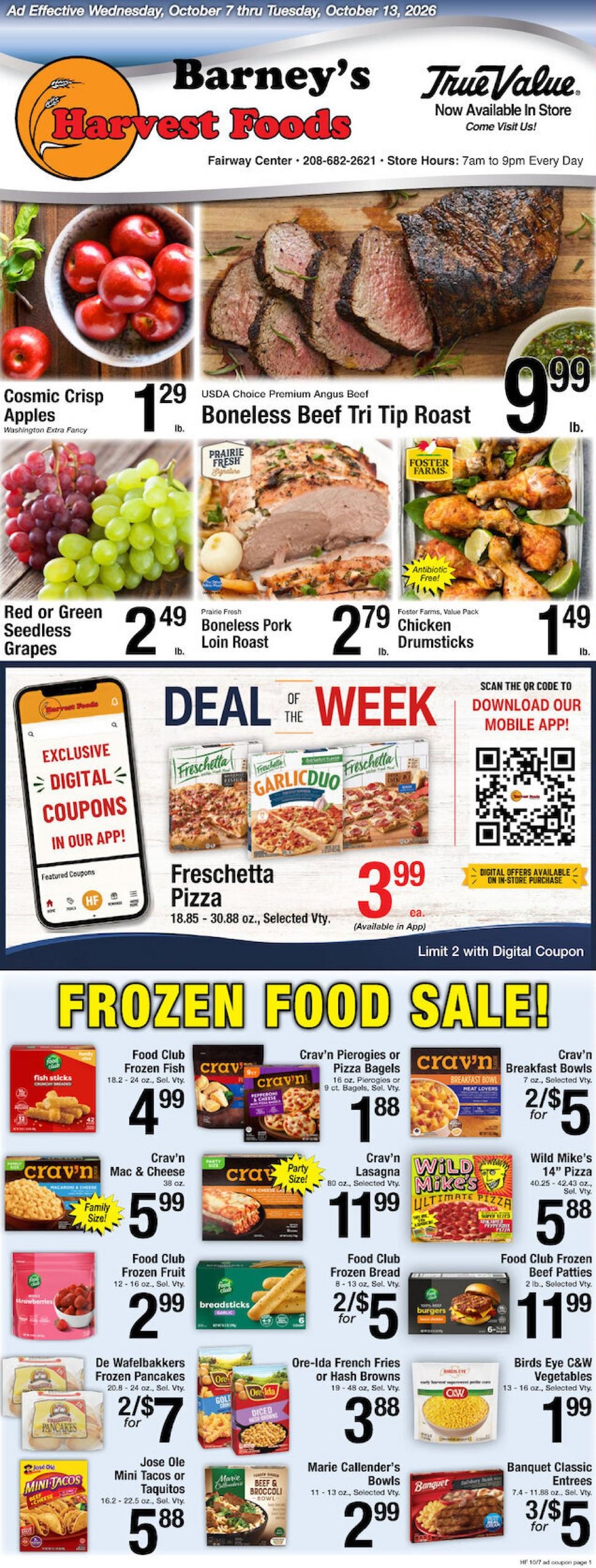 Harvest Foods weekly ad page 1