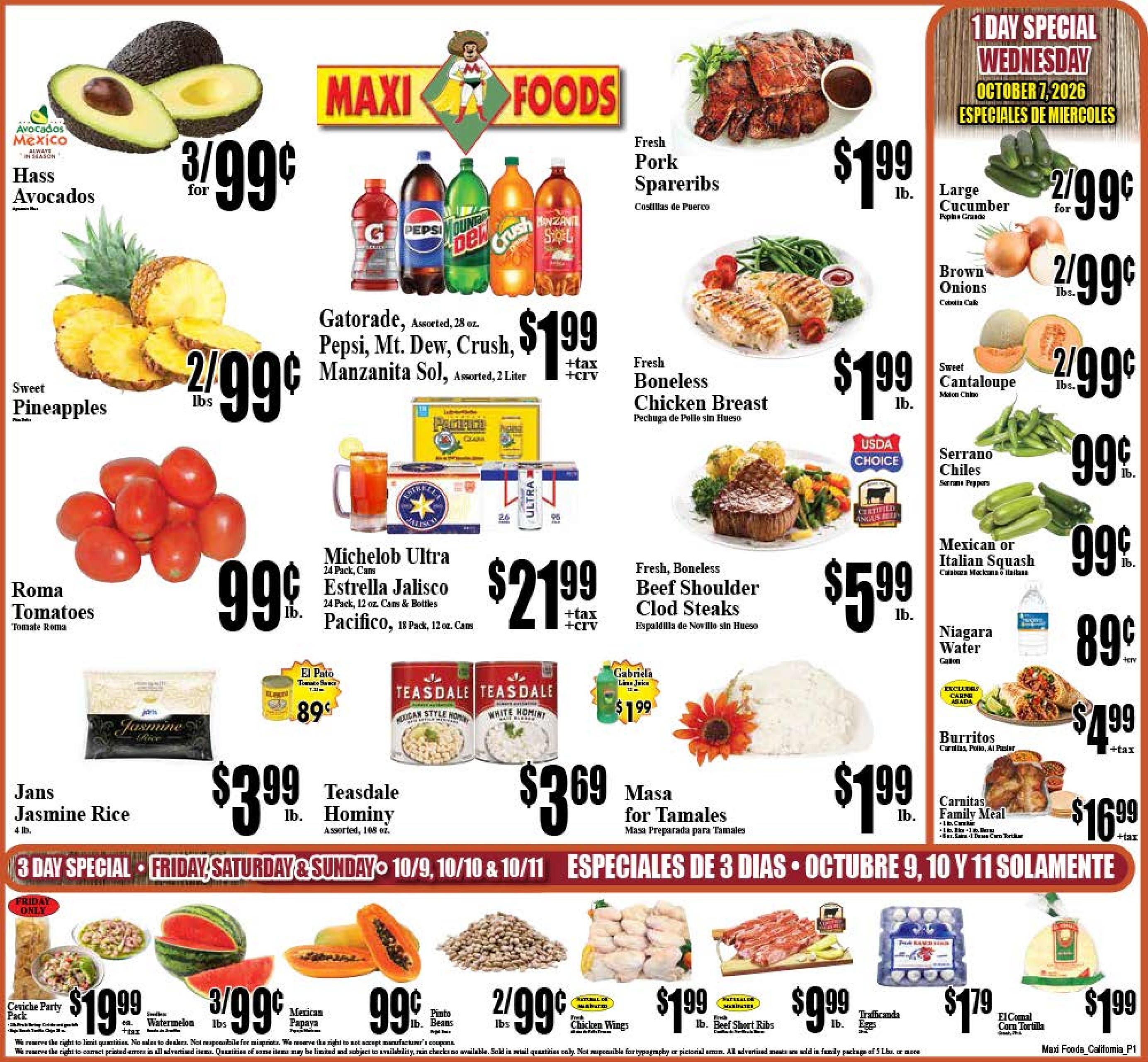 Maxi Foods Markets weekly ad page 1