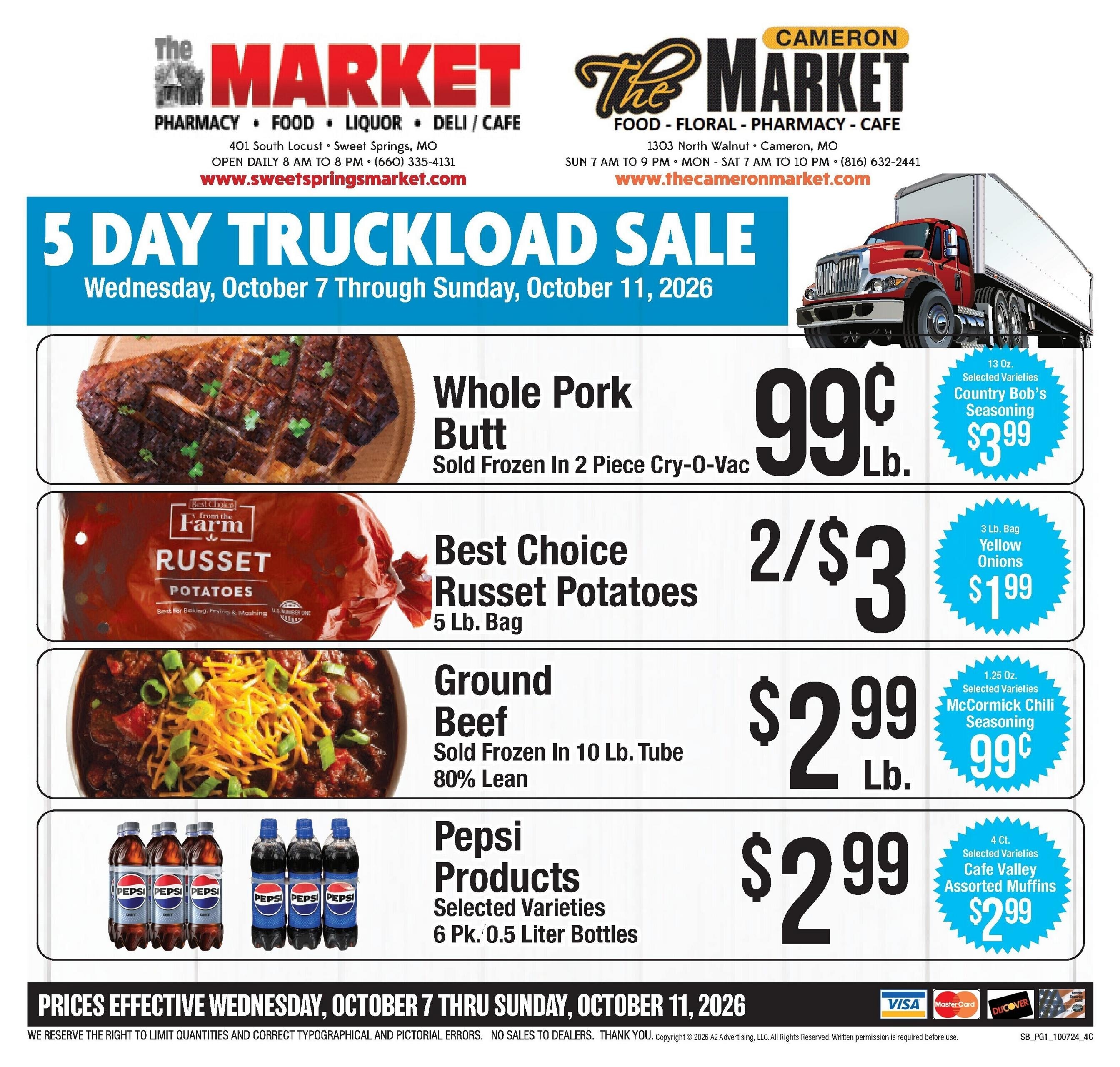 The Cameron Market weekly ad page 1