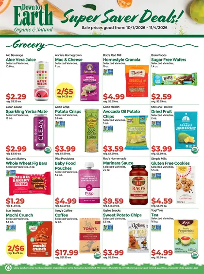 Down to Earth Organic & Natural Indexed Monthly