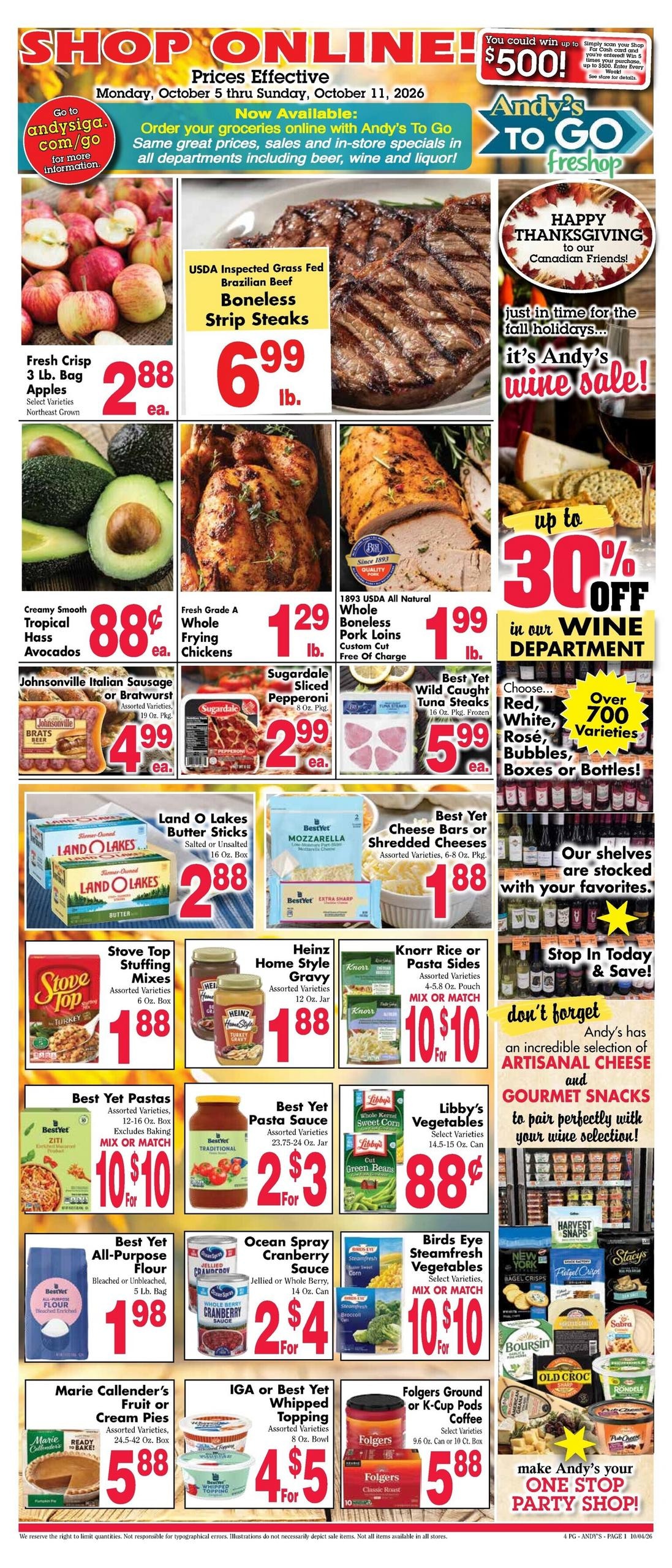 Andy's IGA Foodliner weekly ad page 1