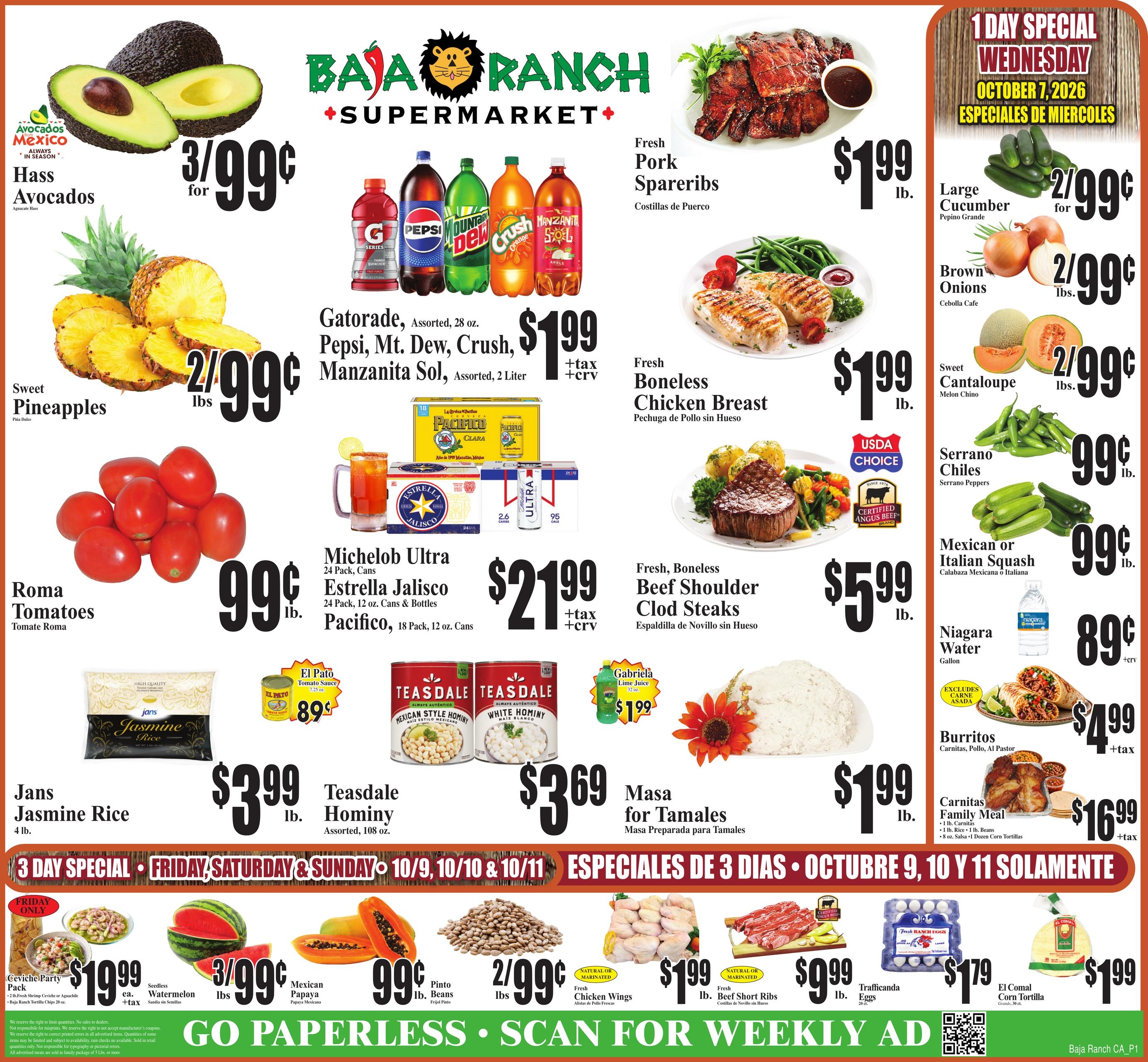 Baja Ranch Supermarket weekly ad page 1