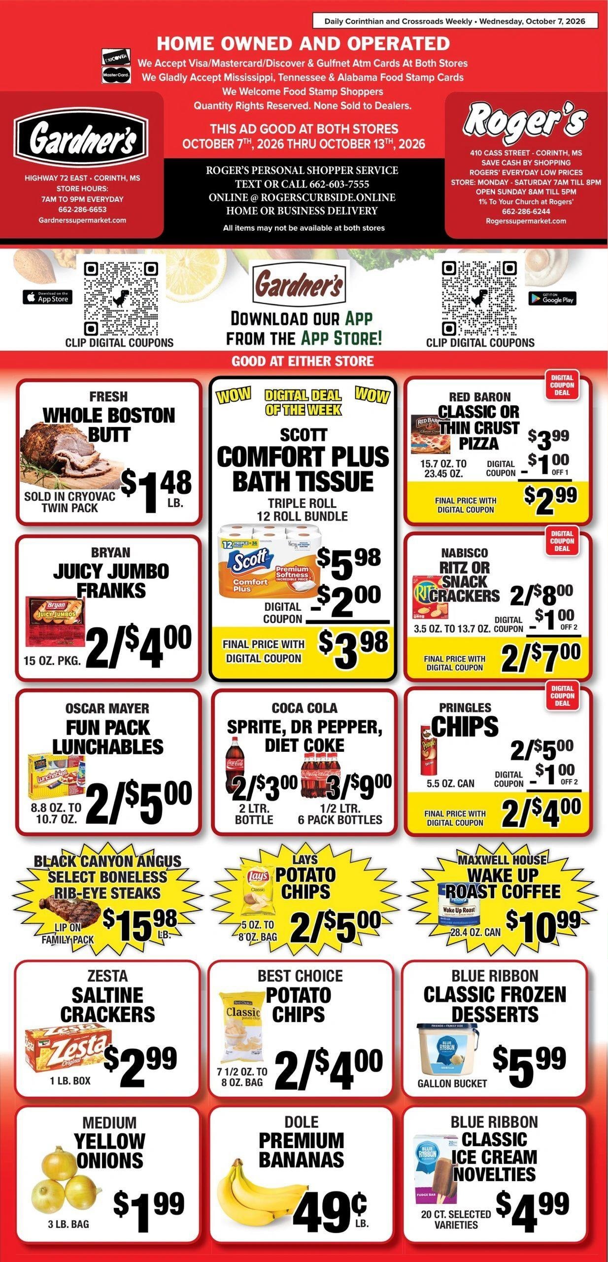 Roger's Supermarket weekly ad page 1