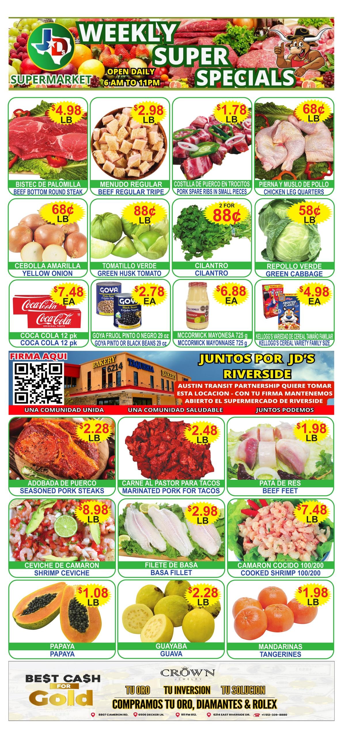 JD's Supermarket weekly ad page 1