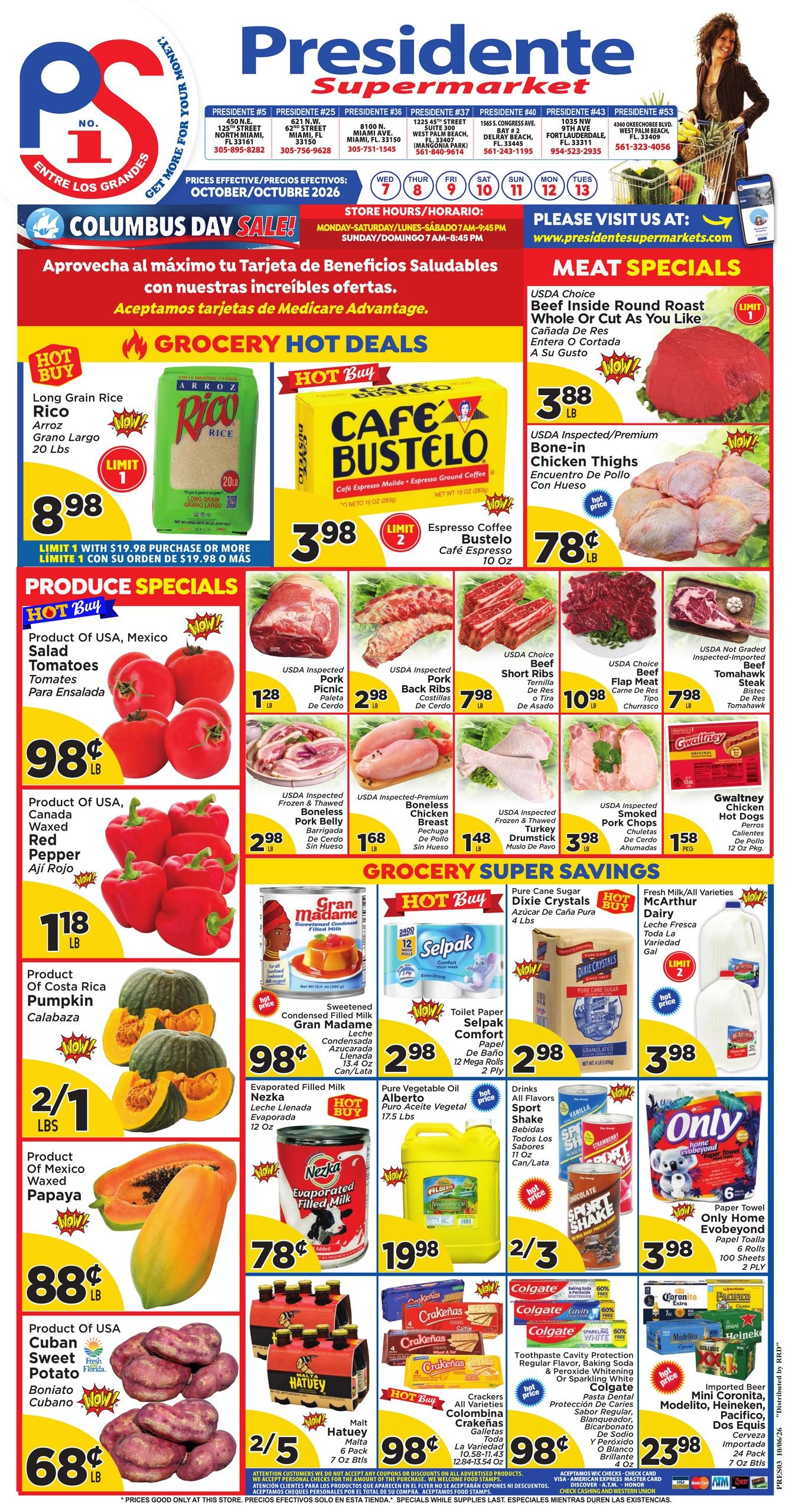 Presidente Supermarkets weekly ad page 1