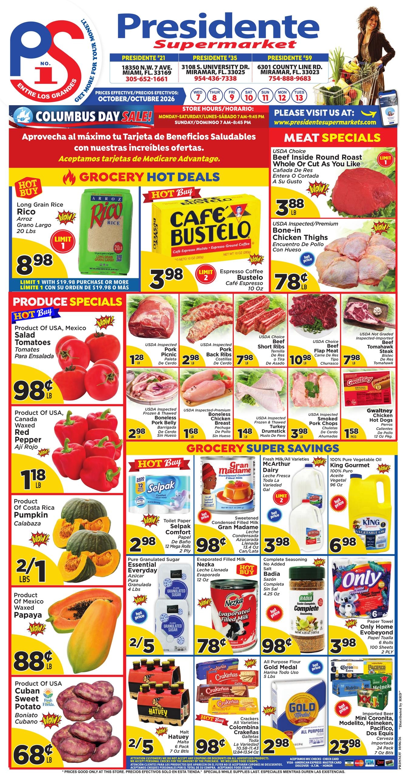 Presidente Supermarkets weekly ad page 1