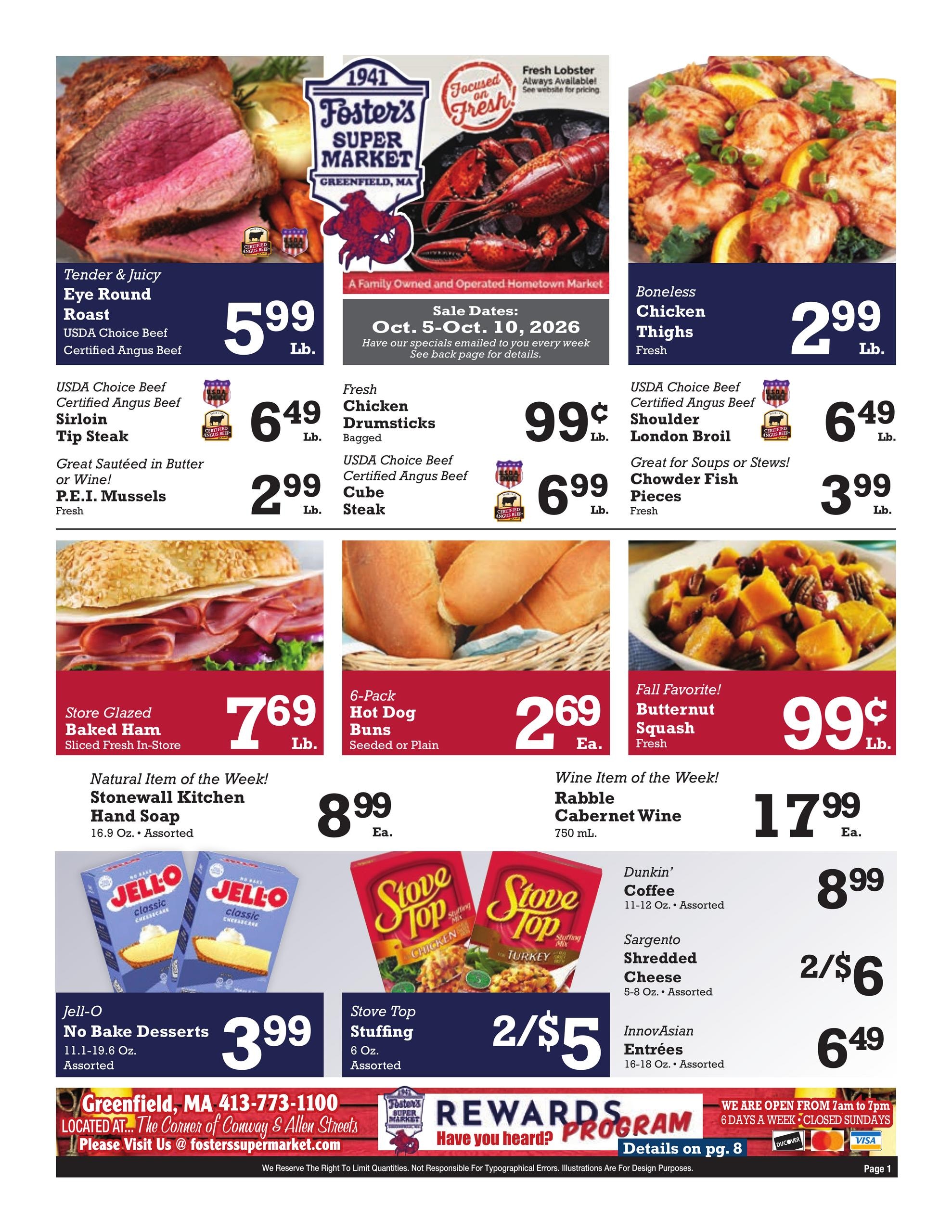 Foster's Super Market weekly ad page 1