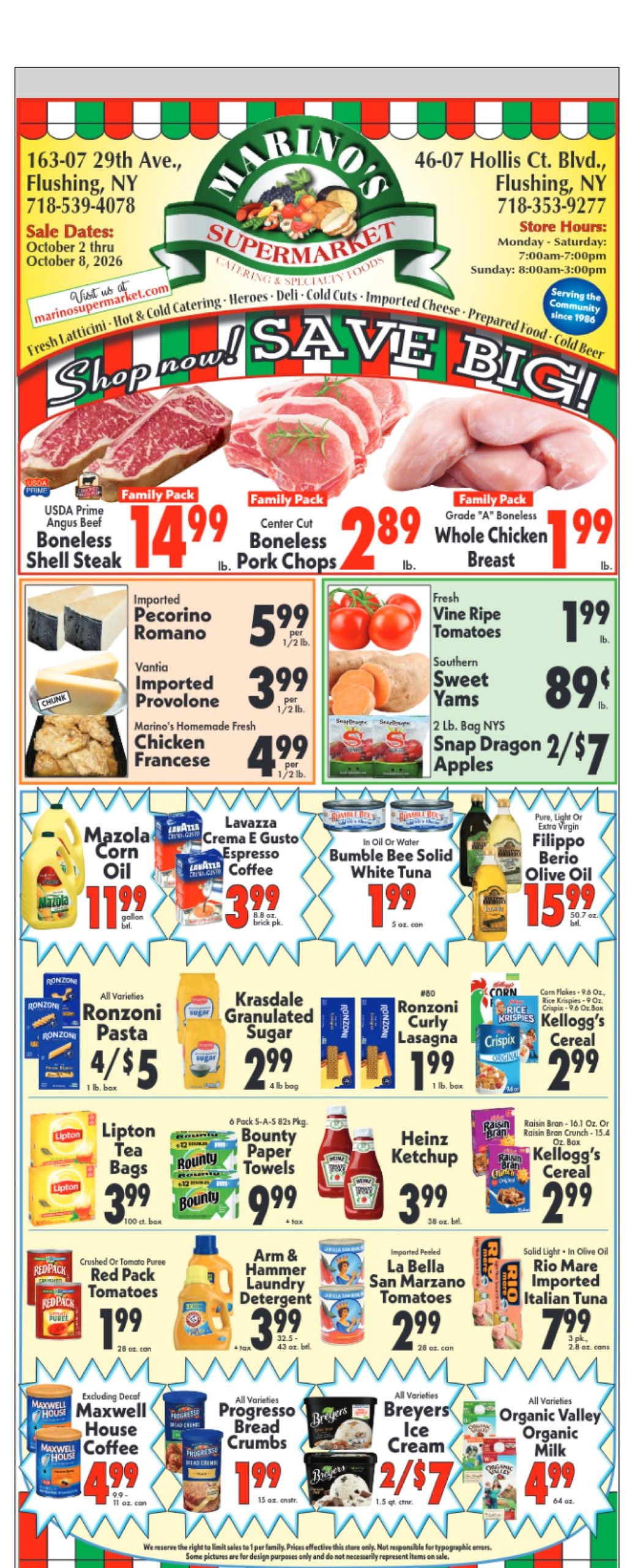 Marino's Supermarket weekly ad page 1