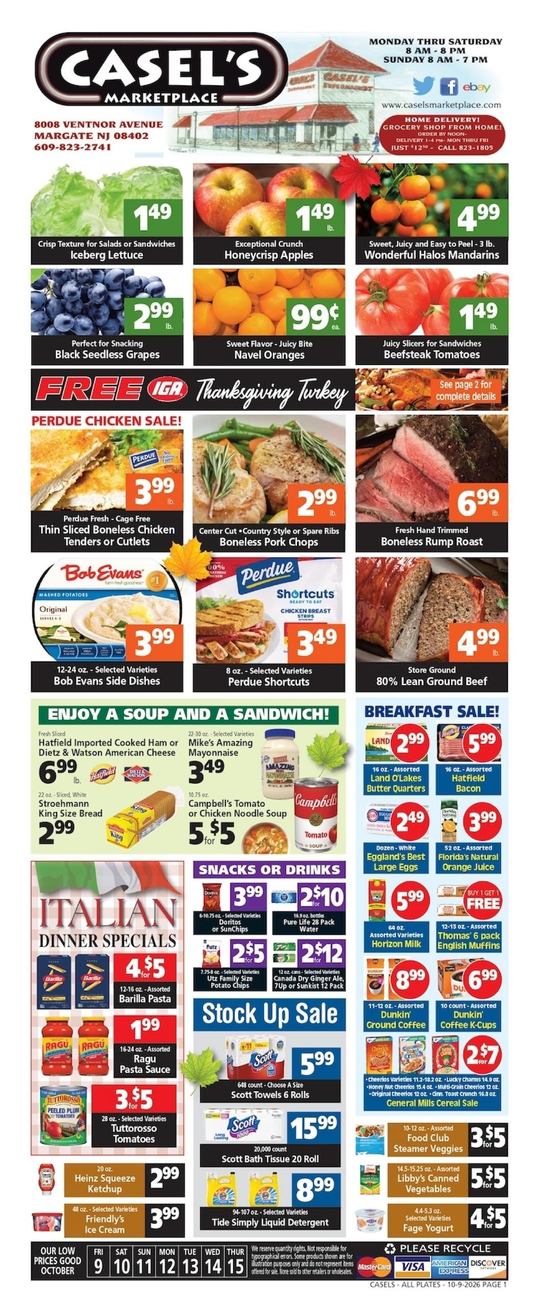 Casel's Marketplace weekly ad page 1