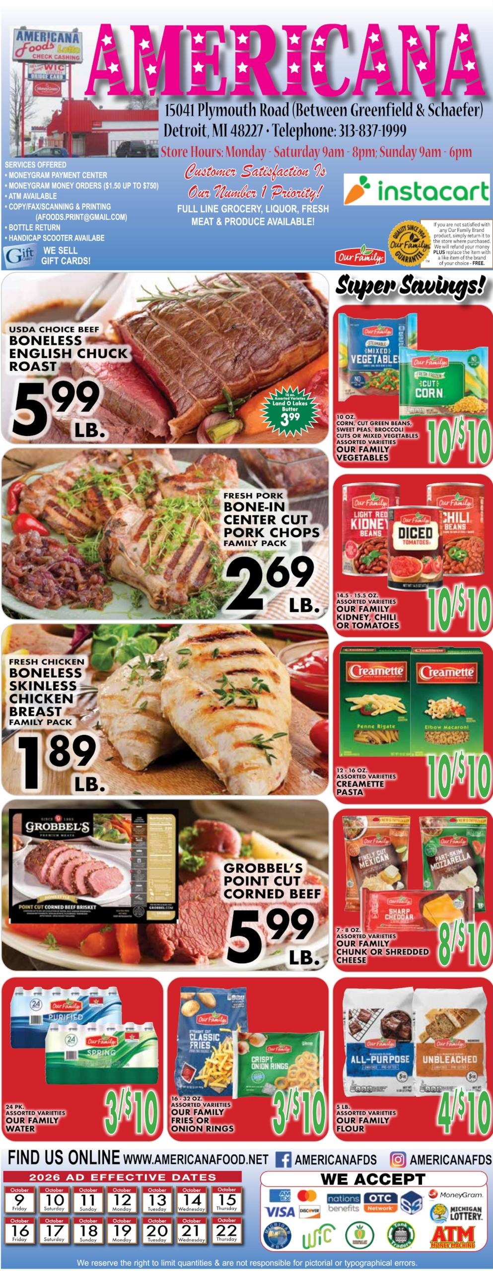 Americana Foods weekly ad page 1