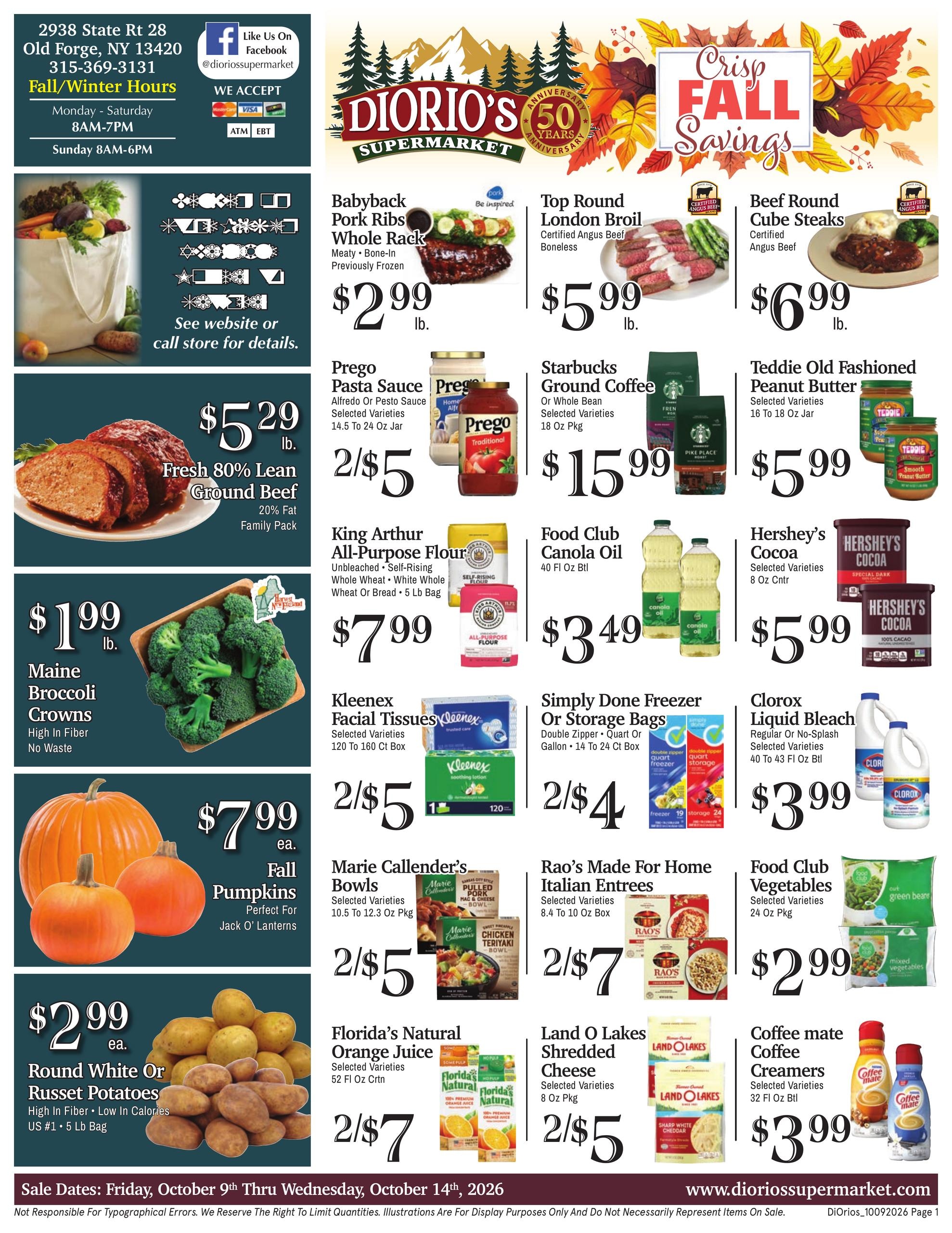 DiOrio's Supermarket weekly ad page 1