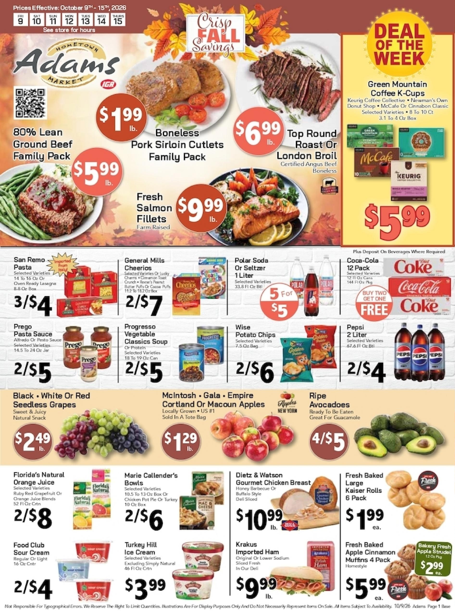 Adams Hometown Market weekly ad page 1