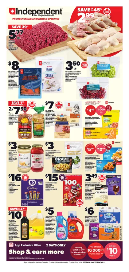 Your Independent Grocer Weekly Flyer - Valid Thursday, October 15 - Wednesday, October 21