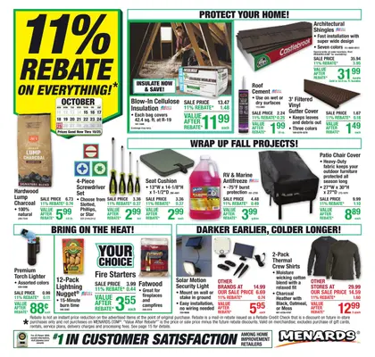 Menards 11% Rebate* Sale