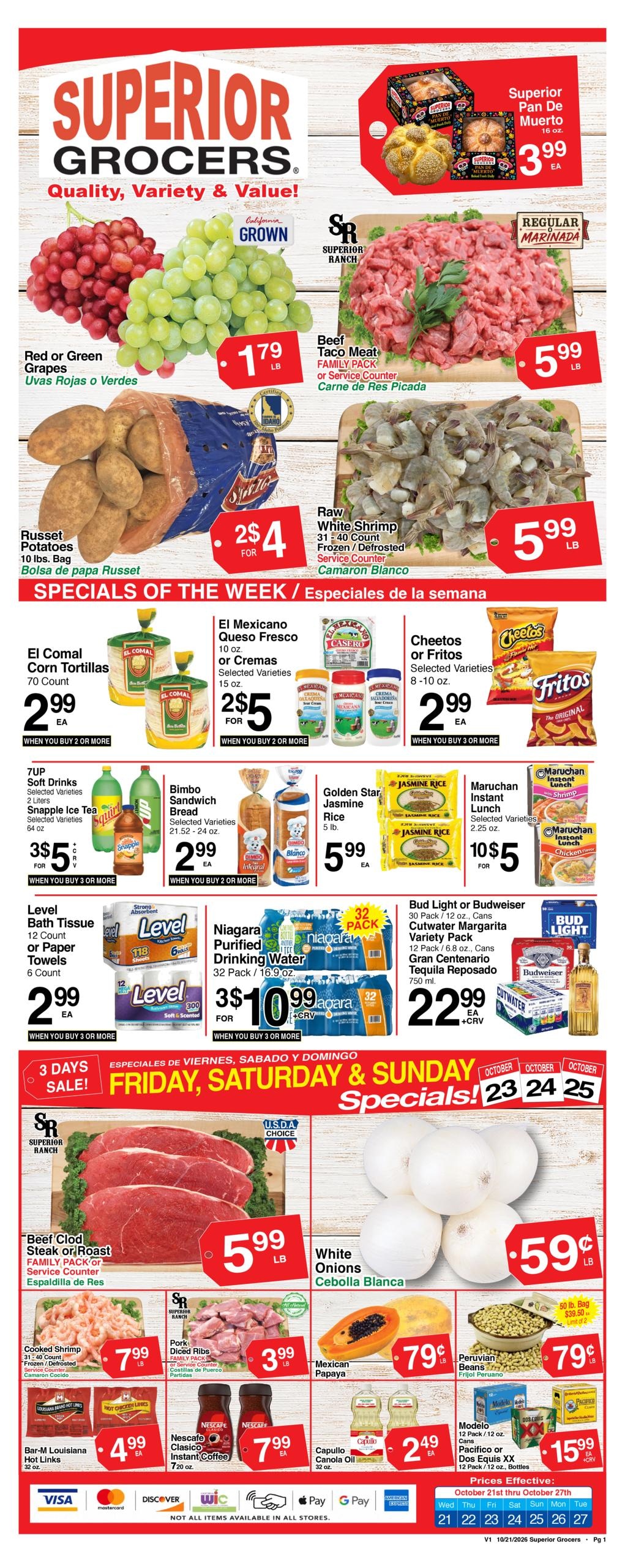 Superior Grocers weekly ad page 1