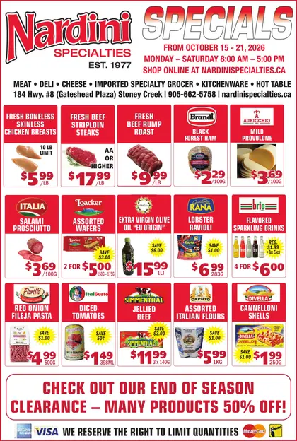 Nardini Specialties Indexed Weekly