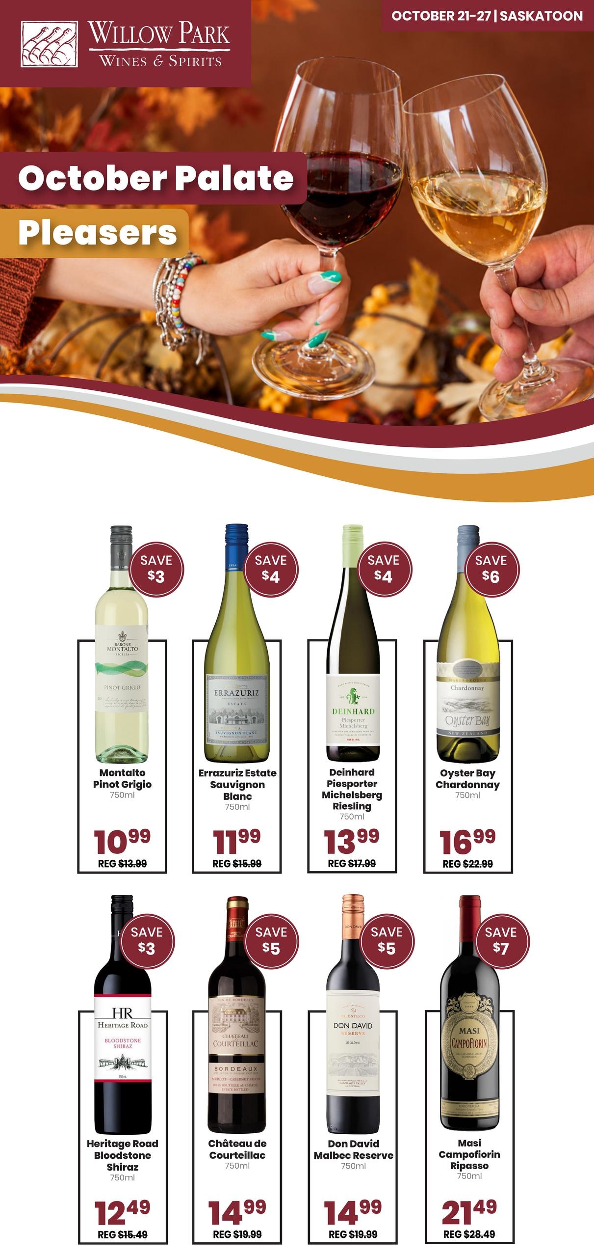 Willow Park Wines & Spirits flyer page 1