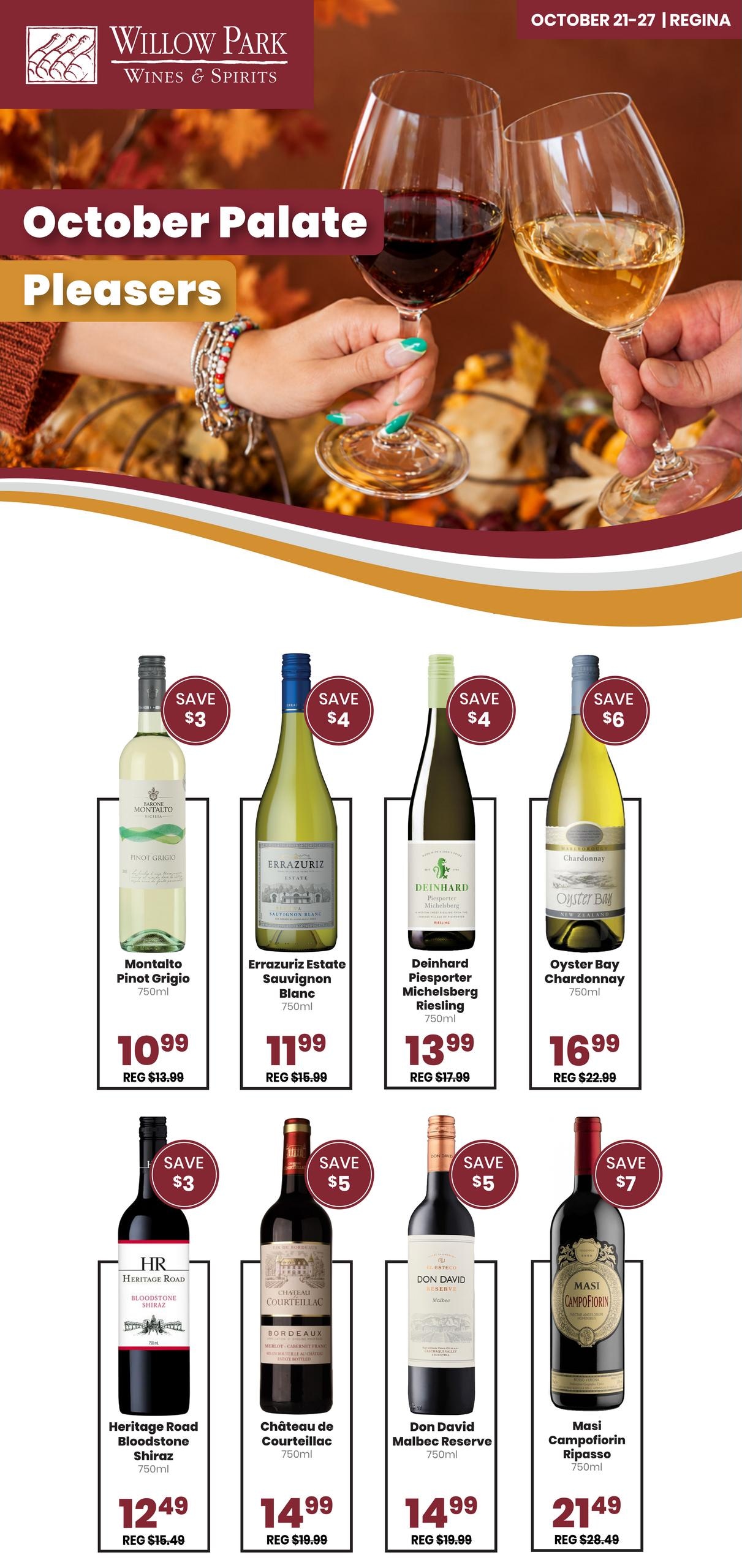 Willow Park Wines & Spirits flyer page 1