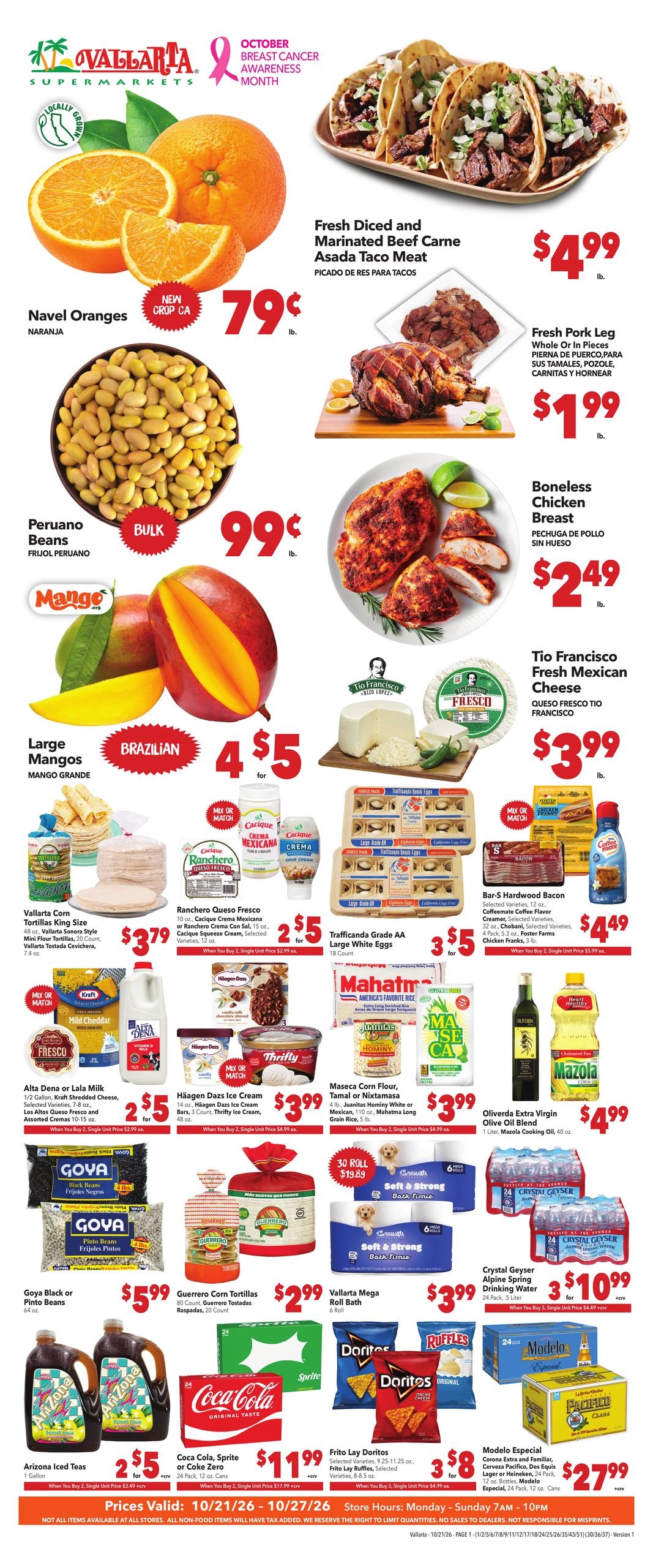 Vallarta Supermarkets weekly ad page 1