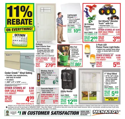 Menards 11% Rebate* Sale