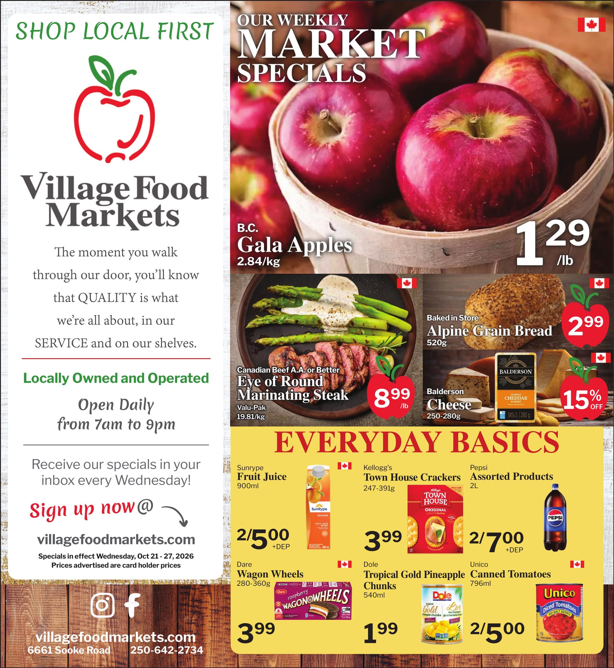Village Food Markets flyer page 1