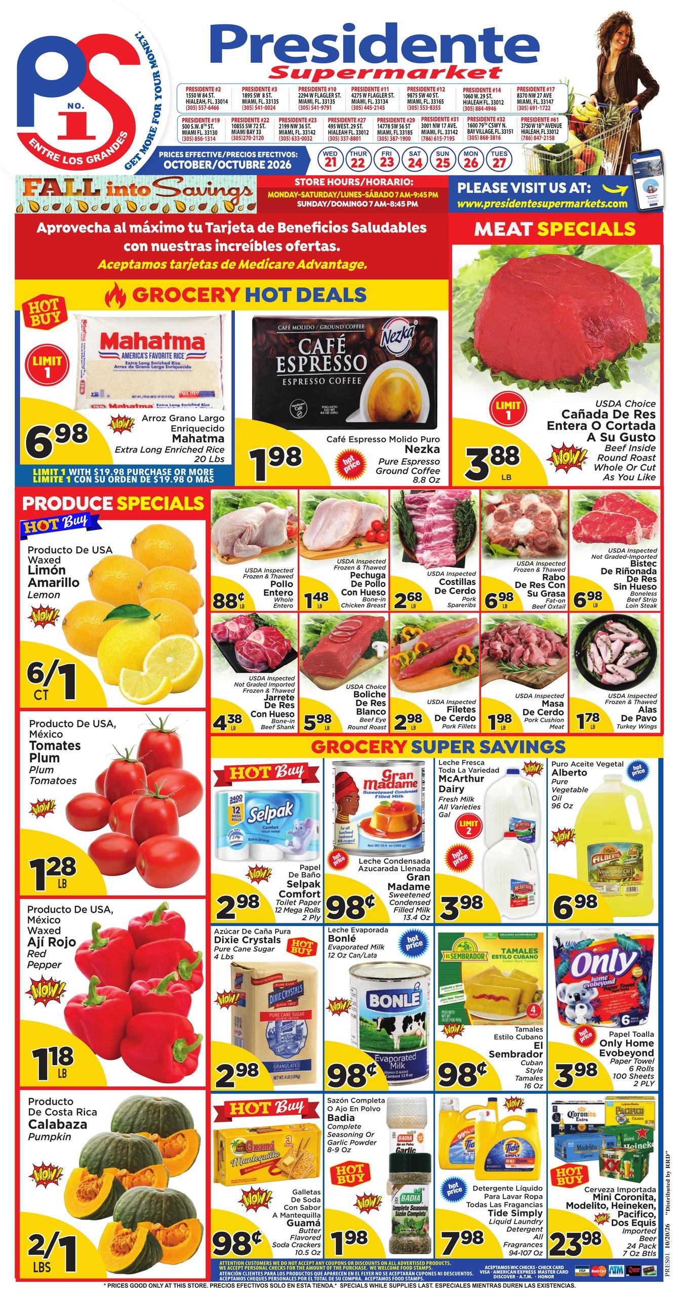 Presidente Supermarkets weekly ad page 1
