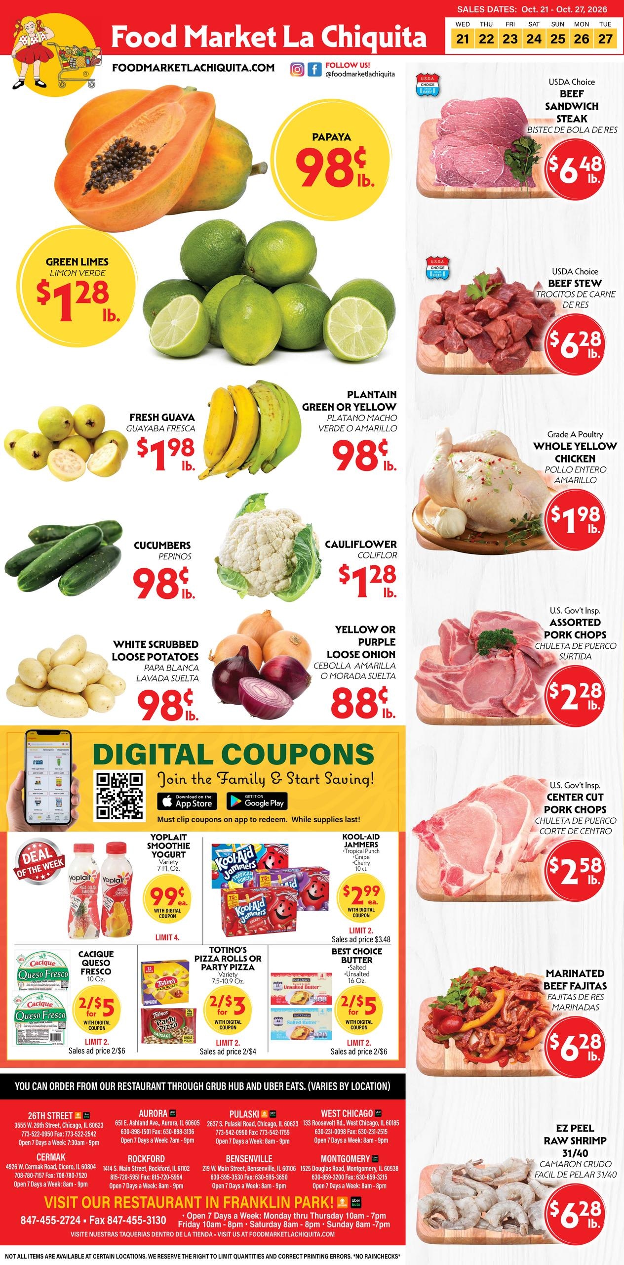 La Chiquita Food Market weekly ad page 1