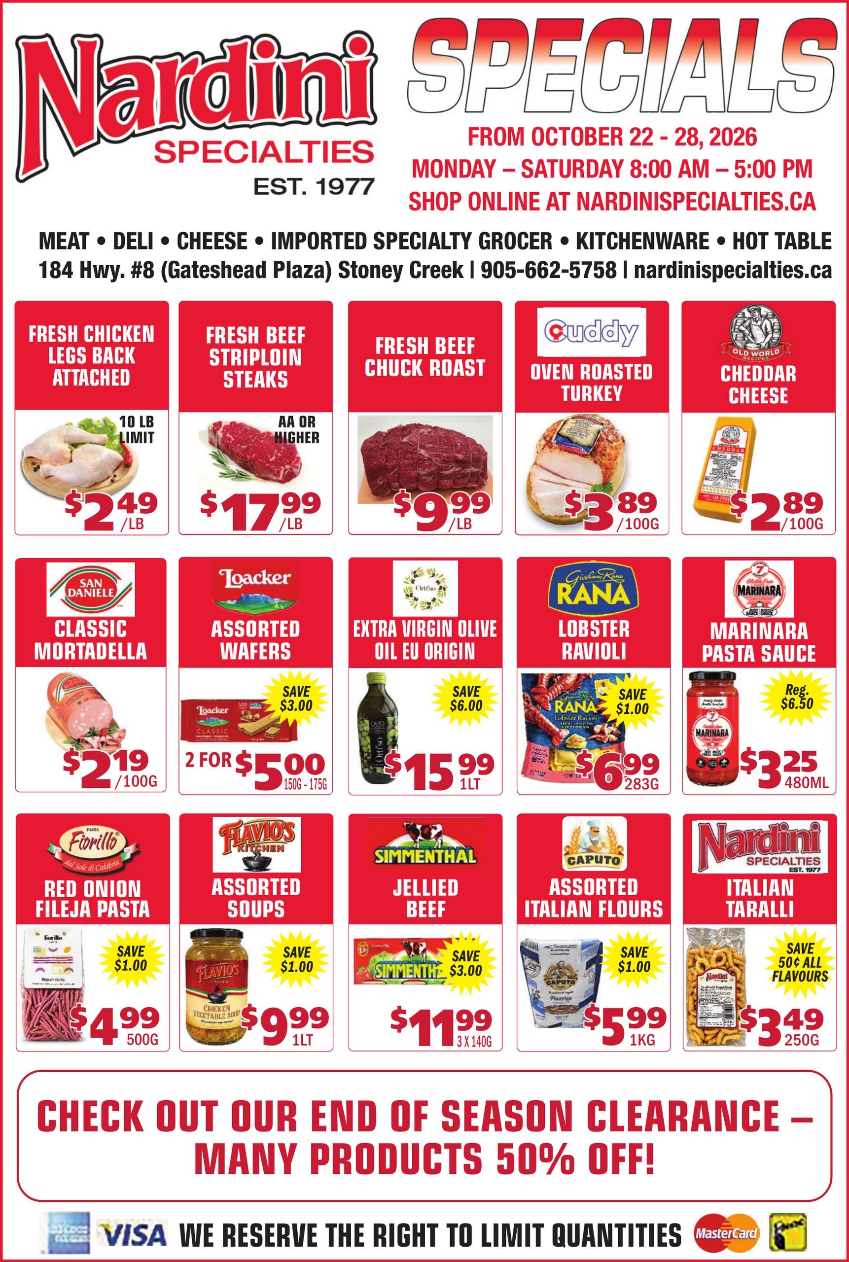Nardini Specialties flyer page 1