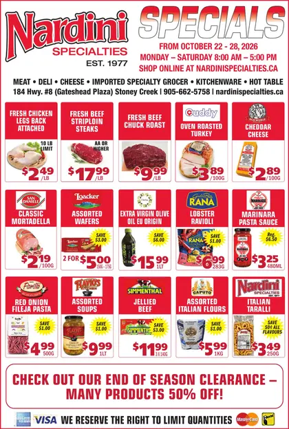 Nardini Specialties Indexed Weekly