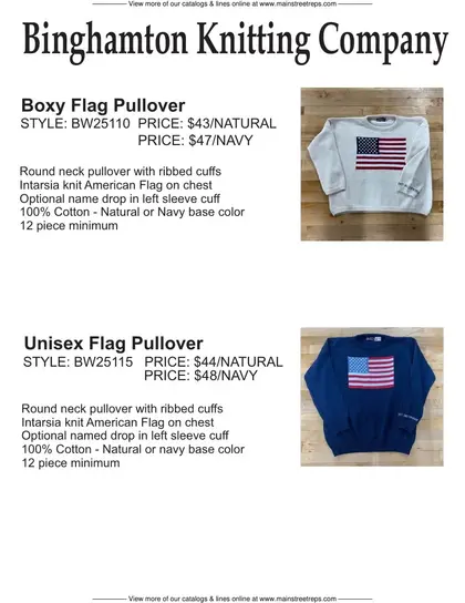 Binghamton Knitting Company Knitwear Catalog Weekly Ad