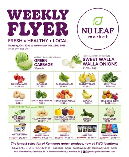 Nu Leaf Produce Market Fall and Winter Hours Weekly Ad