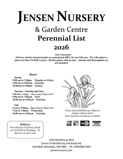 Jensen Nursery & Garden Centre 2026 Perennials Catalogue