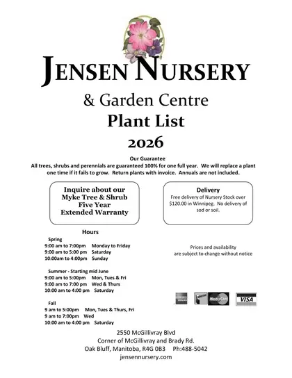 Jensen Nursery & Garden Centre 2026 Plant Catalogue
