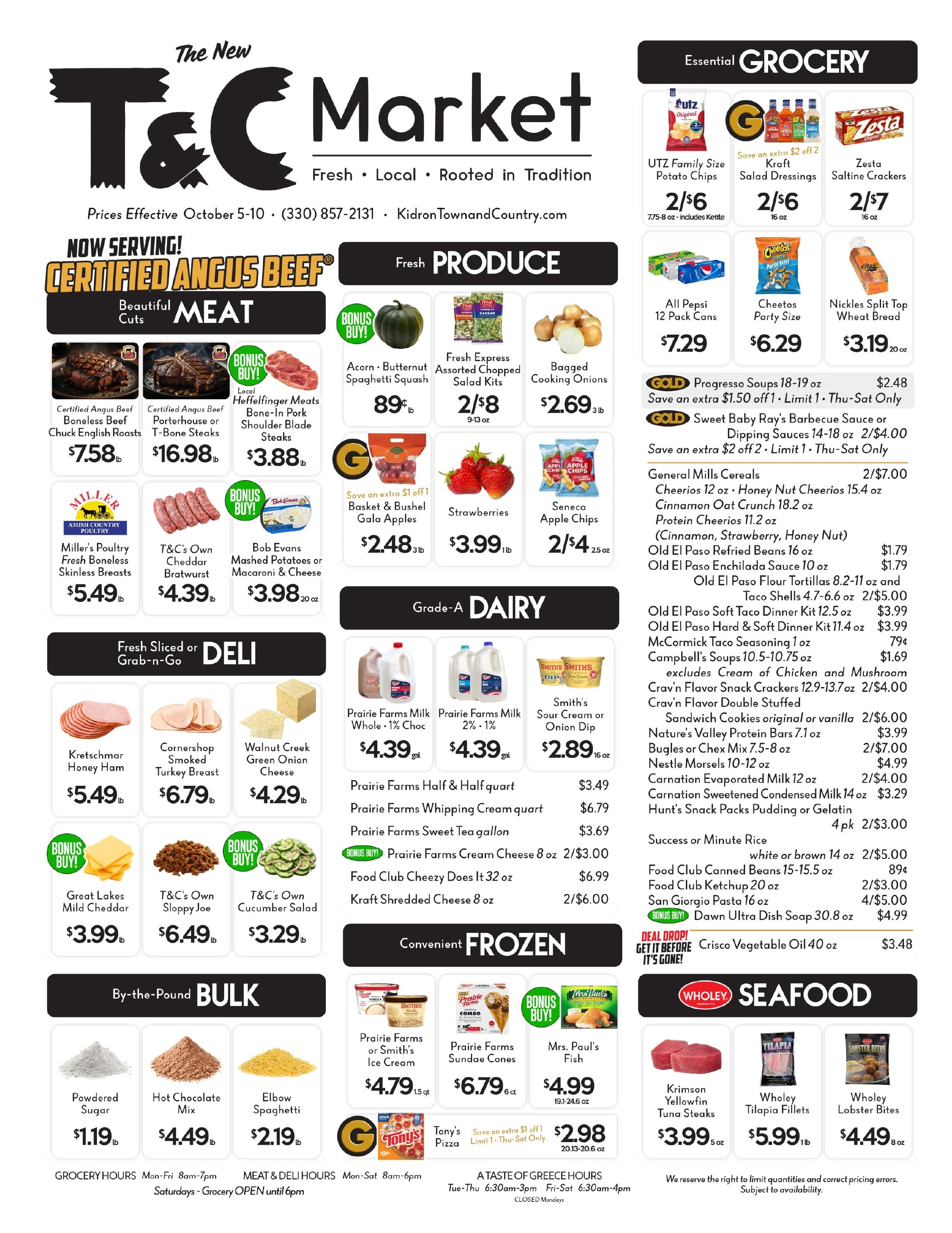 Kidron Town & Country weekly ad page 1