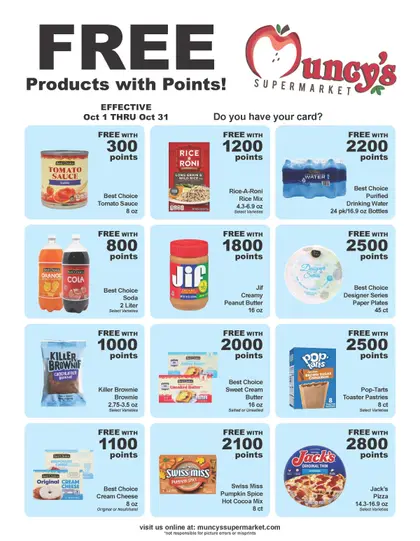 Muncy's Supermarket Rewards Freebie List Weekly Ad