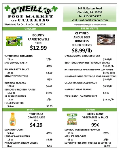 O'Neill's Market Weekly Ad