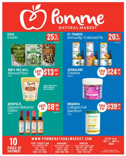 Pomme Natural Market Pomme Natural Market Monthly Specials Flyer October 1 to November 4