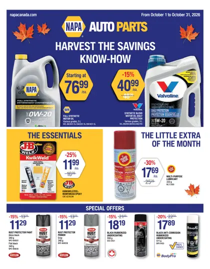 NAPA Auto Parts NAPA Auto Parts Flyer October 1 to 31